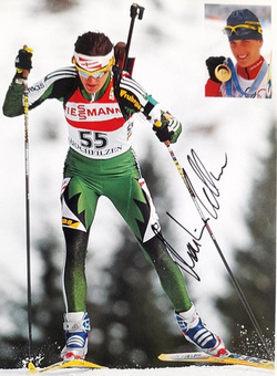 Zdjęcie Martina Zellner - biathlon, złota medalistka olimpijska (z oryginalnym autografem)