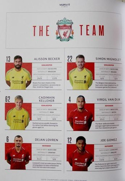 Program Finał Ligi Mistrzów Tottenham Hotspur Londyn - Liverpool FC (01.06.2019)