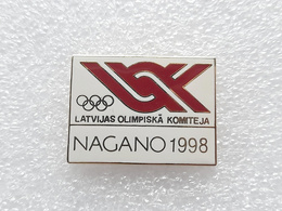 Odznaka Łotewski Komitet Olimpijski Zimowe Igrzyska Nagano 1998 (produkt oficjalny, sygnowana)