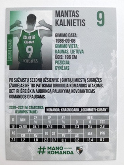 20 Kart Żalgiris Kowno koszykówka 2021-2022 (produkt oficjalny)