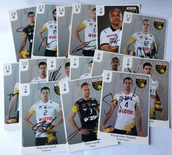 Zestaw 15 Kart Pocztowych zawodników LOTOS Trefl Gdańsk siatkówka mężczyzn z autografami