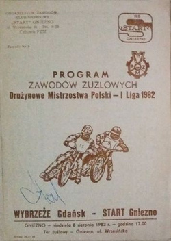 Program ligowy Start Gniezno - Wybrzeże Gdańsk (08.08.1982)