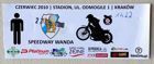 Bilet Speedway Wanda Kraków - Lubelski Węgiel KMŻ Lublin II Liga (27.06.2010)