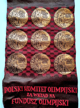 Proporczyk Polski Komitet Olimpijski. Za wkład na Fundusz Olimpijski duży (lata 60./70.)
