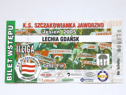 Bilet mecz Szczakowianka Jaworzno - Lechia Gdańsk, II liga (22.10.2005) nominał 7 zł