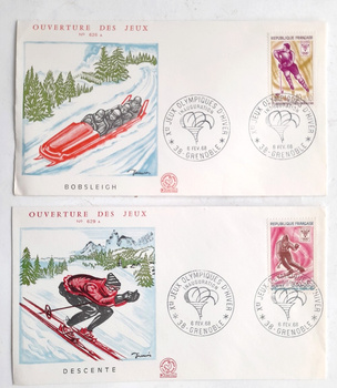 Koperty FDC Zimowe Igrzyska Olimpijskie Grenoble 1968 - 2 sztuki (Francja)
