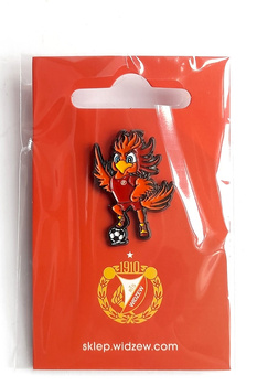 Odznaka RTS Widzew Łódź maskotka Feniks z piłką (produkt oficjalny, lakier)