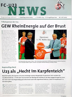 Program mecz 1. FC Koeln U23 - FC Erzgebirge Aue, Regionalliga (28.7.2002)