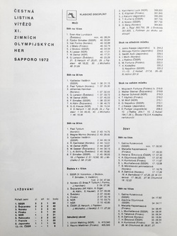 Igrzyska Olimpijskie 1972 Monachium Sapporo (Czechosłowacja)