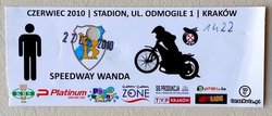 Bilet Speedway Wanda Kraków - Lubelski Węgiel KMŻ Lublin II Liga (27.06.2010)