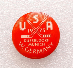 Odznaka-button Mistrzostwa Świata w hokeju na lodzie Niemcy 1975 - Reprezentacja USA