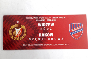 Bilet kolekcjonerski mecz Widzew Łódź - Raków Częstochowa, PKO BP Ekstraklasa (28.9.2025)