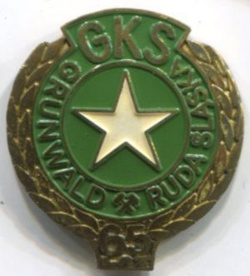 Odznaka 65 lat GKS Grunwald Ruda Śląska (PRL, lakier)