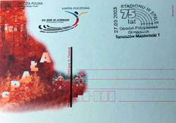 Karta Pocztowa 75 lat Ośrodka Przygotowań Olimpijskich stadionu w Spale