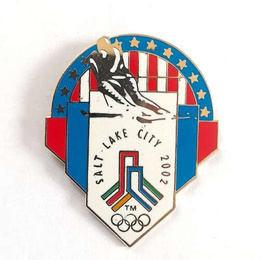 Odznaka Zimowe Igrzyska Olimpijskie Salt Lake City 2002 narciarstwo alpejskie (sygnowana) 