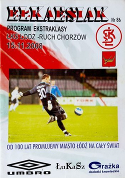 Program ŁKS Łódź - Ruch Chorzów Ekstraklasa (15.11.2008)