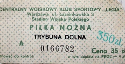 Bilet Legia Warszawa - Stal Stalowa Wola I liga (15.08.1987)