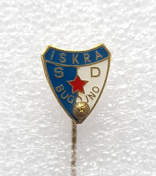 Odznaka SD Iskra Bugojno z piłką (Bośnia, lakier, sygnowana)