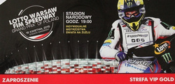 Bilet zaproszenie VIP Grand Prix Polski na żużlu Warszawa (18.04.2015)