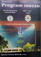 Program mecz Groclin Dyskobolia Grodzisk Wielkopolski - MKT-Araz Imisli, Puchar UEFA (2.8.2007)