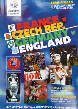 Oficjalny program półfinałów Euro '96, Francja - Czechy, Niemcy - Anglia (26.6.1996)