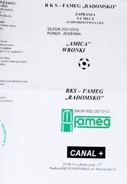 Program RKS Radomsko - Amica Wronki I liga (25.08.2001)