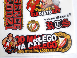 Naklejki RTS Widzew Łódź dla młodych kibiców (zestaw 8 sztuk)