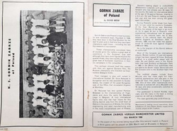 Program mecz Manchester United - Górnik Zabrze, Puchar Europy (28.2.1968)