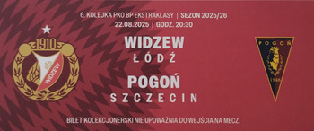 Bilet kolekcjonerski mecz Widzew Łódź - Pogoń Szczecin, PKO BP Ekstraklasa (22.8.2025)
