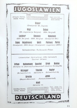 Program Niemcy - Jugosławia mecz towarzyski (26.02.1939) - reprint