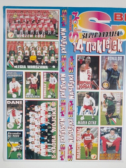 Naklejki  Widzew, Legia, piłkarze i gwiazdy sportu 1997 - 14 sztuk (Bravo Sport)