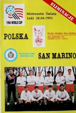Program Polska - San Marino eliminacje Mistrzostw Świata USA'94 (28.04.1993)
