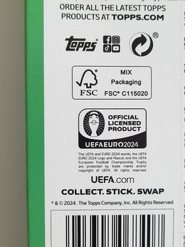 Ekopaczka naklejki topps UEFA Euro 2024 (41 sztuk + 1 złota) - produkt oficjalny