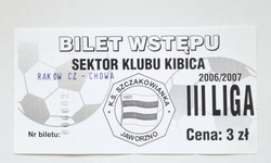Bilet mecz Szczakowianka Jaworzno - Raków Częstochowa, III liga (8.11.2006)
