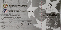 Bilet Widzew Łódź - Atletico Madryt Liga Mistrzów (25.09.1996)