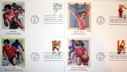 Koperty Dyscypliny sportowe Igrzysk Olimpijskich Los Angeles 1984 (USA) ze stemplami FDC (zestaw 4 kopert)