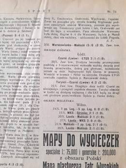 Gazeta Dwutygodnik Ilustrowany Sport, Lwów (nr 74, 8.11.1923)
