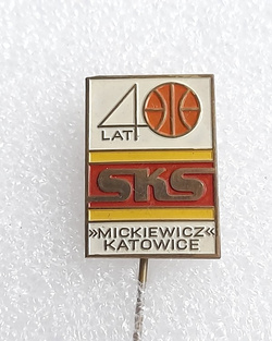 Odznaka 40 lat SKS Mickiewicz Katowice koszykówka (PRL, lakier)