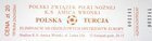 Bilet Mecz Polska - Turcja eliminacje ME U-21 (12.11.1999) - nominał 20 zł