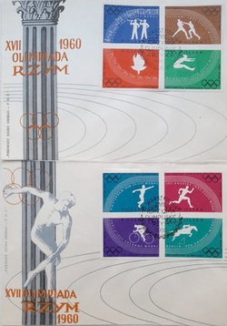 2 Koperty FDC Letnie Igrzyska Olimpijskie Rzym 1960 (Polska)