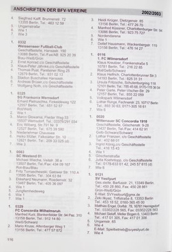 Piłka nożna w Berlinie. Terminarze i Adresy 2002/2003