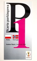 Bilet Karta Parkingowa mecz Polska - Norwegia eliminacje Mistrzostw Świata (1.9.2001, Chorzów)