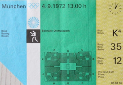 Bilet Igrzyska Olimpijskie Monachium - boks (04.09.1972)