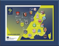 Zestaw w ramce 20 odznak Ligue 1 Uber Eats 2020-2021  - produkt oficjalny