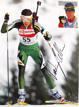 Zdjęcie Martina Zellner - biathlon, złota medalistka olimpijska (z oryginalnym autografem)