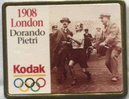 Odznaka maratończyk Dorando Pietri na Igrzyskach Olimpijskich 1908 Londyn Firma Kodak 