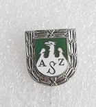 Odznaka AZS ze srebrnym wieńcem (PRL, sygnowana numerem)