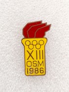 Odznaka XIII Ogólnopolska Spartakiada Młodzieży 1986 (PRL, emalia)