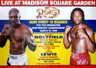 Plakat Walka o mistrzostwo świata wagi ciężkiej, Evander Holyfield - Lennox Lewis (13.3.1999, Nowy Jork)