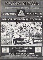 Program Sydney United - South Melbourne, półfinał play-off (16.5.1999)